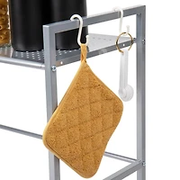 Mind Reader Silver Metal Rack Utility Shelf and Microwave Stand with Two Hooks