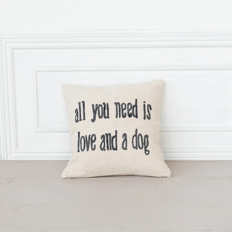 Hello Honey® All You Need White Square Cotton & Jute Pillow