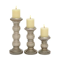 The Novogratz Clear Glass Traditional Candle Holder Set