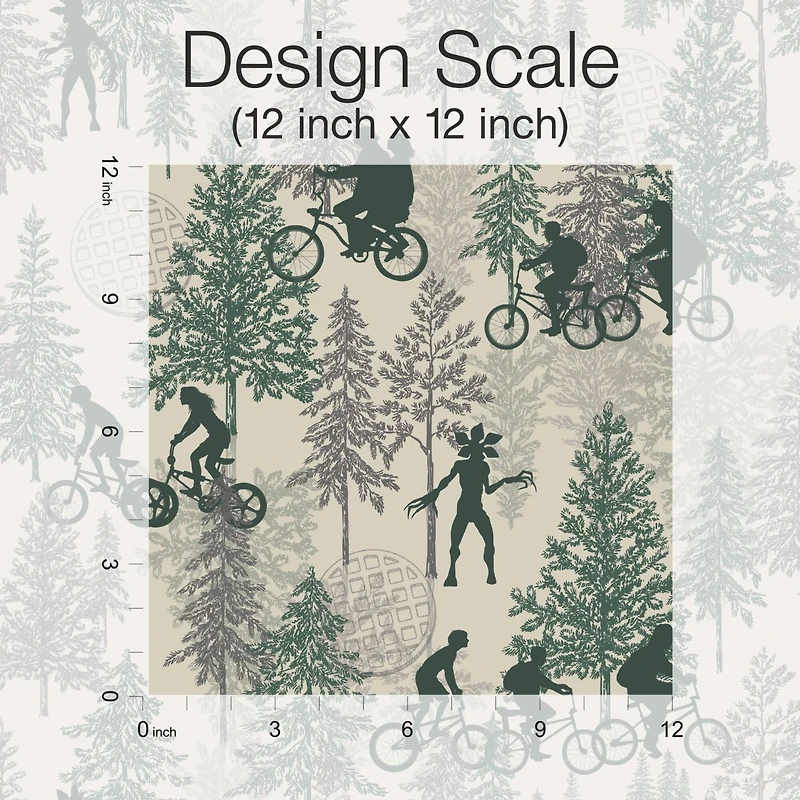 RoomMates Netflix Stranger Things Hawkins Woods Green Peel & Stick Wallpaper