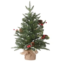 2ft. Pre-Lit Happy Hill Pine Artificial Christmas Tree, Warm White LED Lights