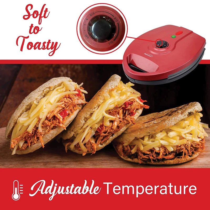 Brentwood Red 1200 Watt 5-Piece Nonstick Arepa Maker