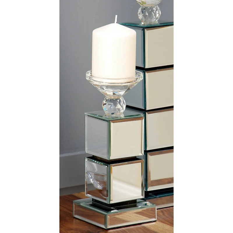 10" Clear Reflective Mirror Glam Candlestick Holder