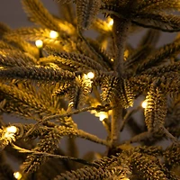 6ft. Pre-Lit Flocked Woodland Fir Artificial Christmas Tree, Warm White LED Lights