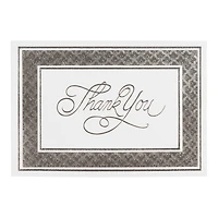 JAM Paper 4.875" x 3.375" Bright White with Silver Border Thank You Cards & Envelopes Set