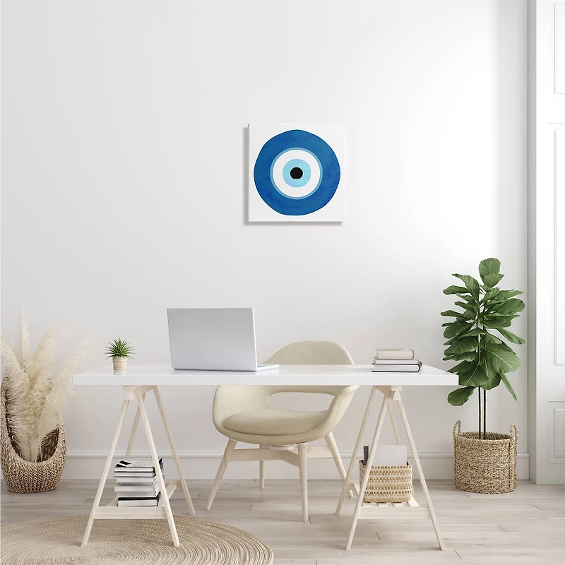 Stupell Industries Eye Centric Bold Blue Abstract Circular Dominant Shapes Canvas Wall Art
