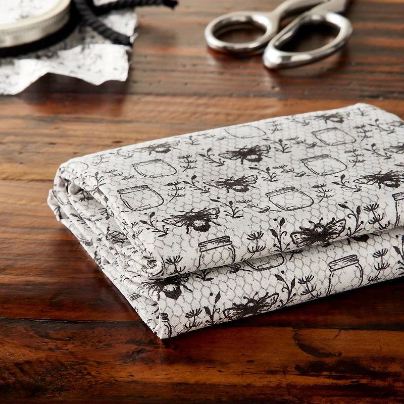 Black & White Bees Cotton Fabric Bundle by Loops & Threads™