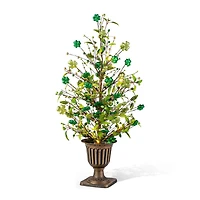 Glitzhome® 36" Lighted St. Patrick's Shamrock Urn Porch Tree with Timer
