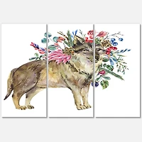 Designart - Wolf With Woodland Flowers