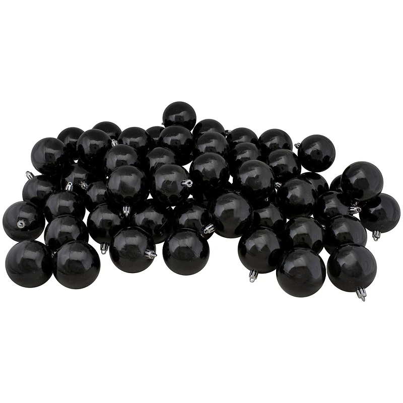 60ct Matte Jet Black Shatterproof Ball Ornaments