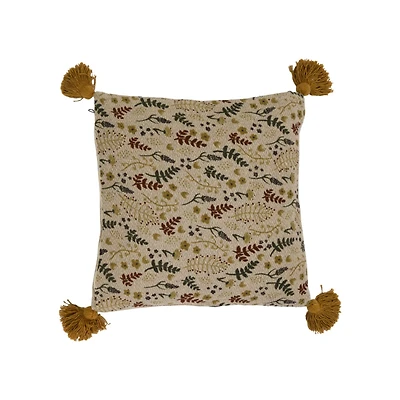 Hello Honey® Multicolor Pillow with Floral Pattern and Tassels