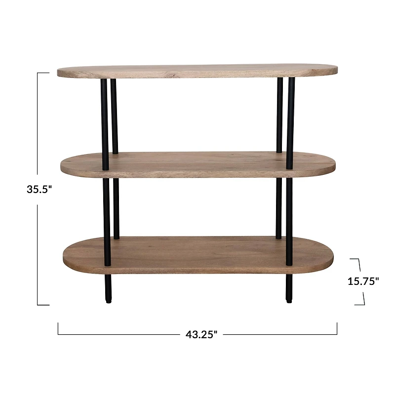 Hello Honey® Oval Mango Wood & Metal 3-Tier Shelf