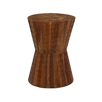 18" Brown Teak Wood Contemporary Stool