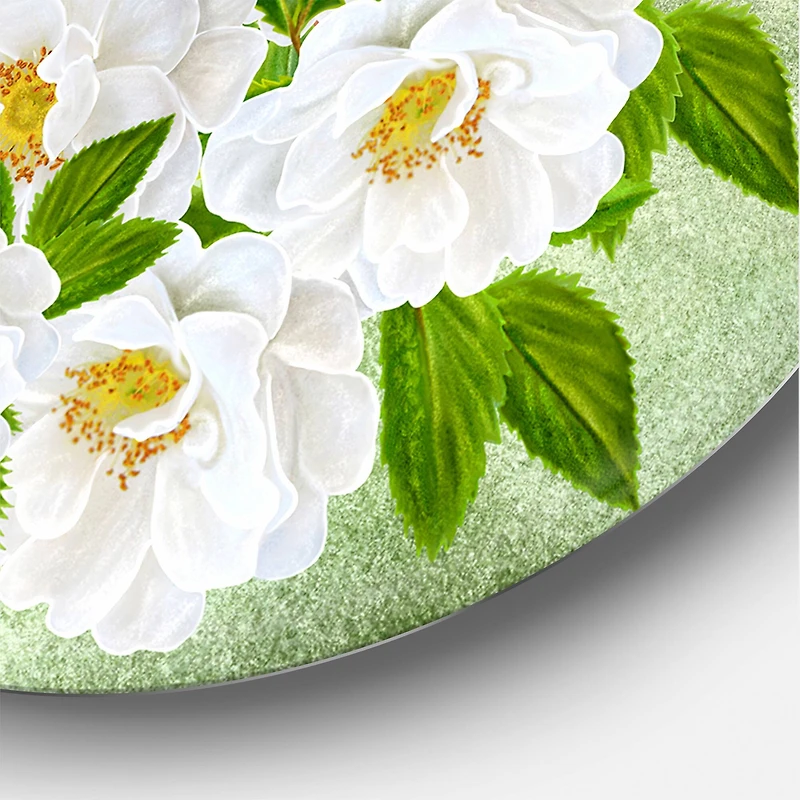 Designart - Little Blue Bird Sitting On A Branch of White Rose