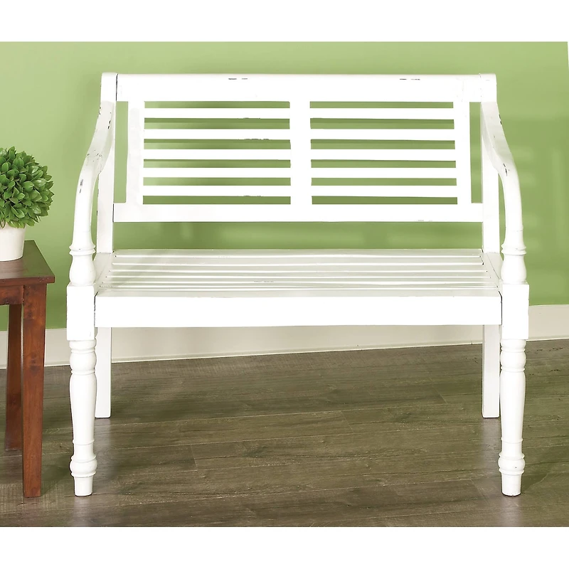 3.5ft. White Mahogany Farmhouse Bench