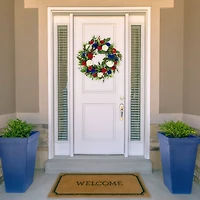 24" Carnation & Rose Artificial Americana Wreath