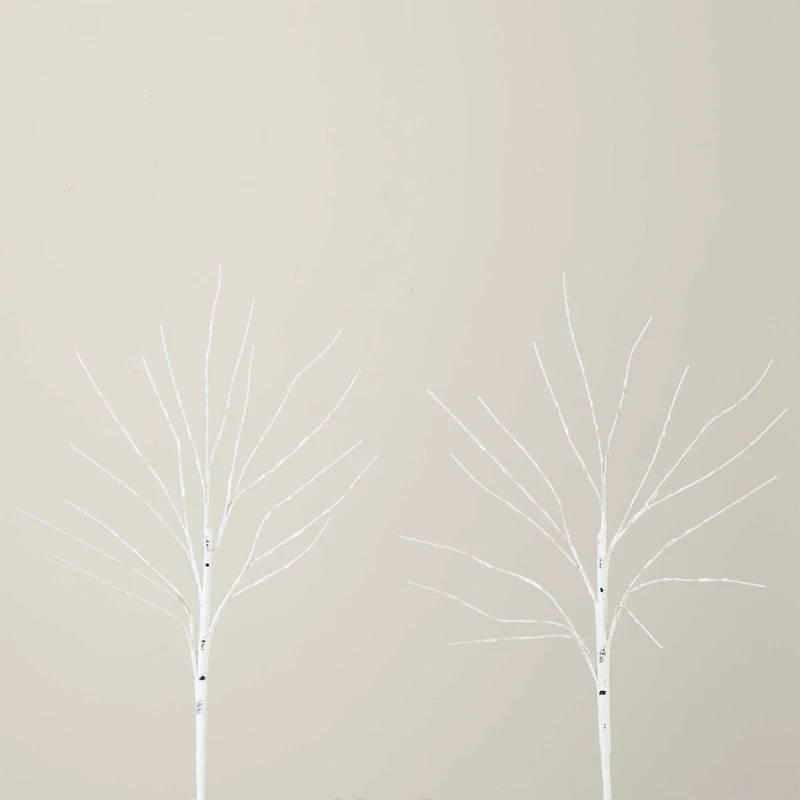 2 Pack 24in. Pre-Lit Artificial White Birch Branches, Warm White LED Lights