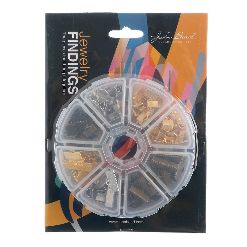 John Bead Clamp Ends Assortment Round 8 Slot Jewelry Making Kit, 138ct.