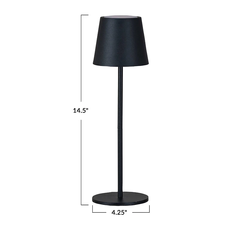 Hello Honey® 14.5" Black Round Metal LED Rechargeable Table Lamp
