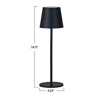 Hello Honey® 14.5" Black Round Metal LED Rechargeable Table Lamp