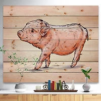 Designart - Happy Pig Portrait in Brush Painting