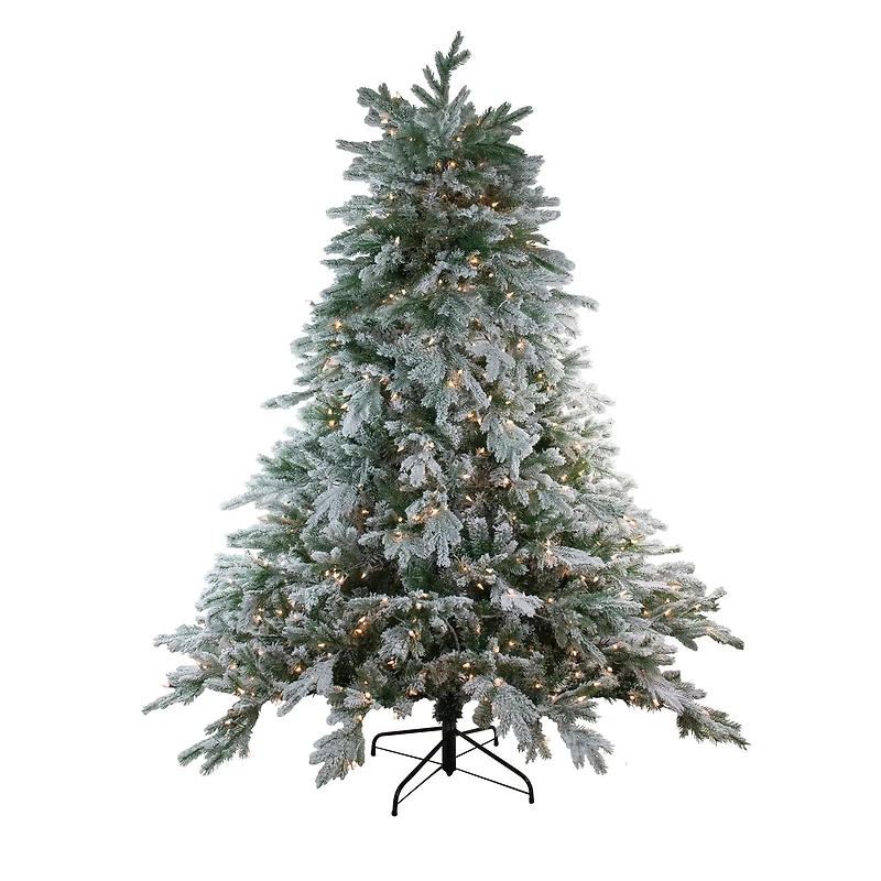 6.5ft. Pre-Lit Frosted Butte Fir Full Artificial Christmas Tree, Clear Lights