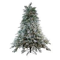 6.5ft. Pre-Lit Frosted Butte Fir Full Artificial Christmas Tree, Clear Lights