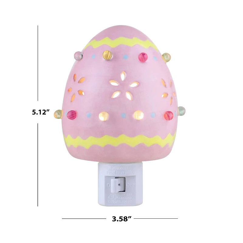 Mr. Cottontail Pink Ceramic Easter Egg Nightlight