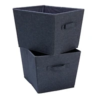 Household Essentials 14" Denim Blue Tapered Fabric Hard-Sided Storage Bin, 2ct.