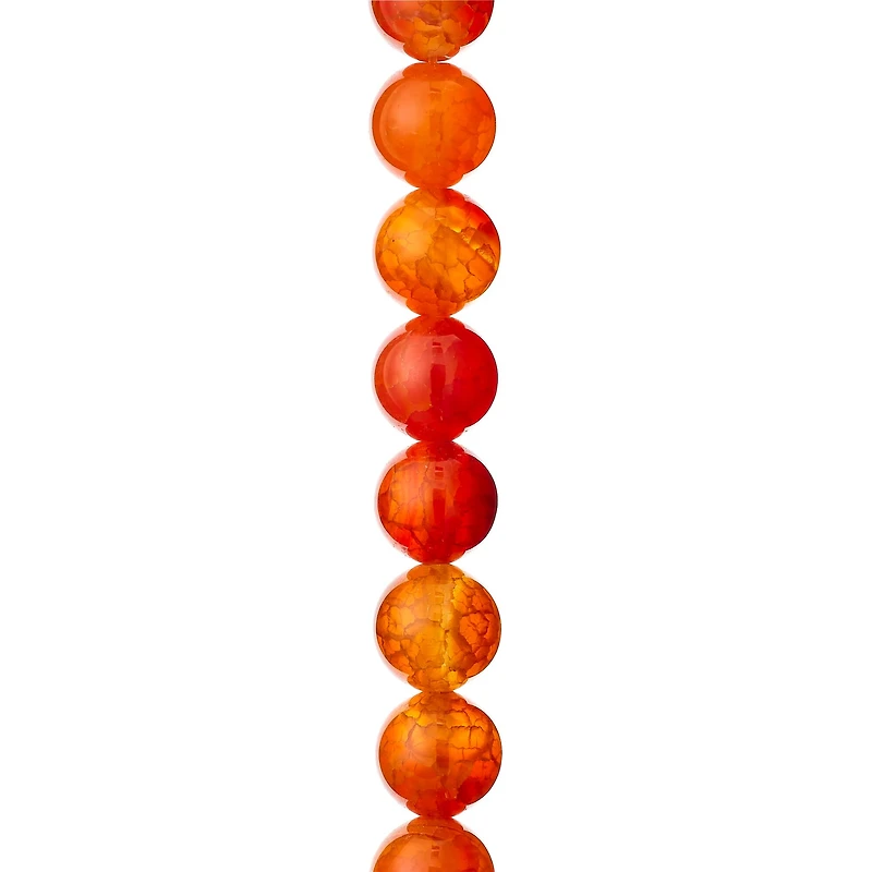 12 Pack: Amber Dyed Fire Agate Round Beads, 10mm by Bead Landing™
