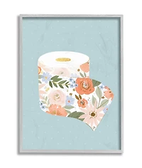 Stupell Industries Spring Floral Print Toilet Paper over Blue in Gray Frame Wall Art