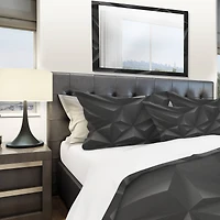 Designart 'Deep Black Geometric Crumpled' Modern Bedding Set