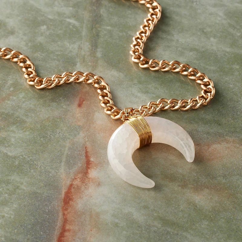 White Agate Moon Pendant by Bead Landing™