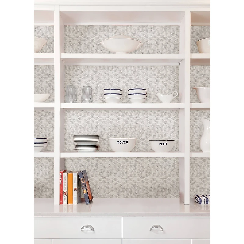 InHome Hexagon Marble Peel & Stick Backsplash Tiles
