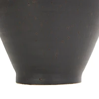 15" Black Ceramic Amphora Vase with Speckled Texture & Ring Handles