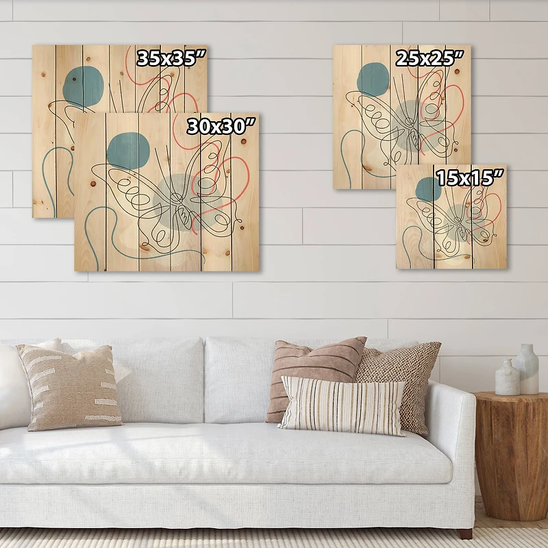 Designart - Butterfly One Line Drawing On Cubism Shapes III