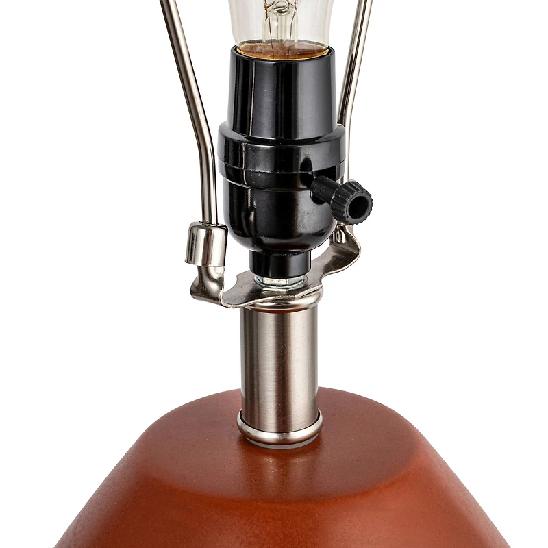 Hello Honey® 21" Brown Ribbed Round Stoneware Desk Lamp