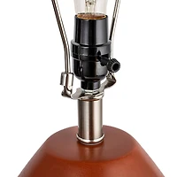 Hello Honey® 21" Brown Ribbed Round Stoneware Desk Lamp