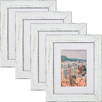 Craig Frames 4 Pack: Jasper Marshmallow Weathered White Picture Frame with Mat