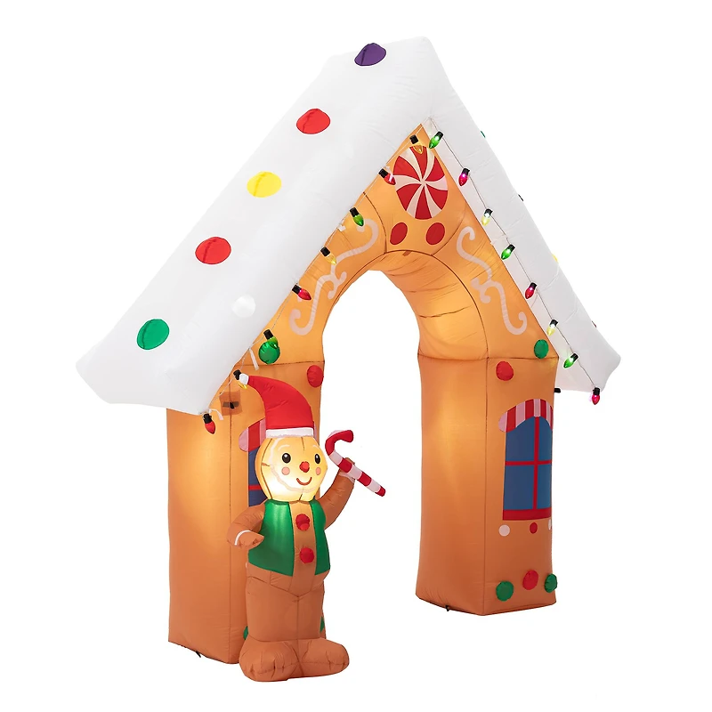Glitzhome® 8ft. LED Lighted Gingerbread House Inflatable Décor