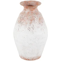 18" Copper Metal Distressed Textured Vase with Terra Cotta Accents