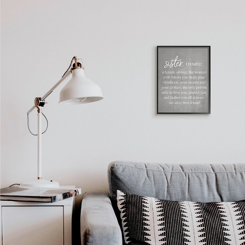 Stupell Industries Sister Definition Family Inspired Phrases Grey Pattern in Frame Wall Art