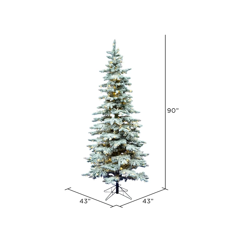 7.5ft. Pre-Lit Slim Flocked Utica Fir Artificial Christmas Tree, Pure White LED Lights
