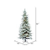 7.5ft. Pre-Lit Slim Flocked Utica Fir Artificial Christmas Tree, Pure White LED Lights