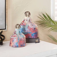 Set of 2 Multi Polystone Tuscan Sculptures, 8" x 5" x 4"