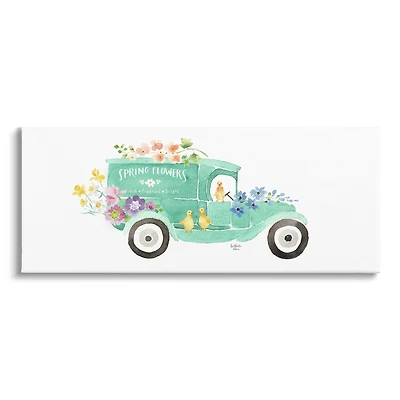 Stupell Industries Chicks Driving Spring Flowers Car Floral Blossoms Canvas Wall Art