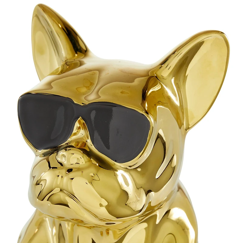 CosmoLiving by Cosmopolitan Gold Ceramic Glam Sculpture, Dog 12" x 6" x 10"
