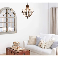 Brown Wood Rustic Candle Chandelier, 28" x 25" x 25"