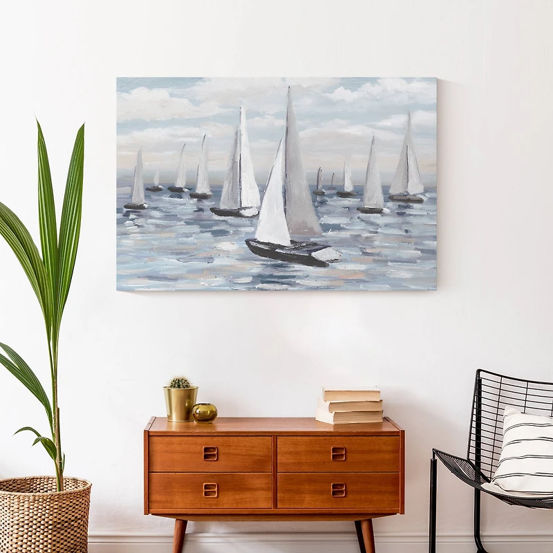 Coastal Sailboats Canvas Wall Art
