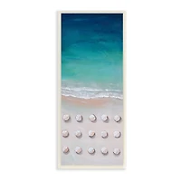 Stupell Industries Umbrella Beach Coast Deep Blue Waters Aerial Painting,7" x 17"